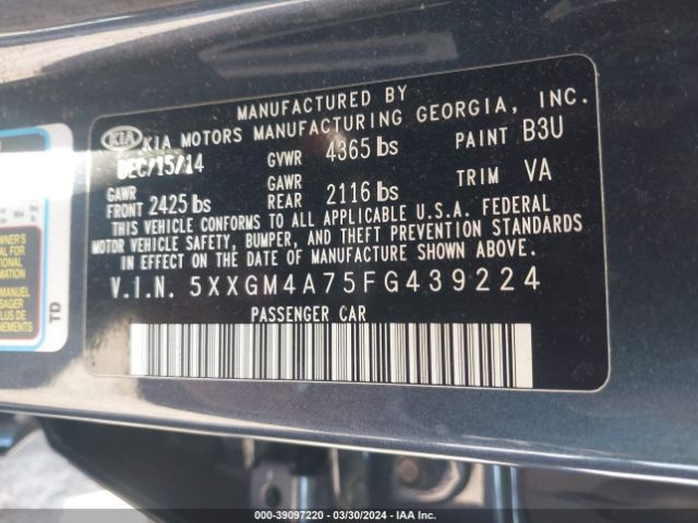 5XXGM4A75FG439224 KIA Optima Lx