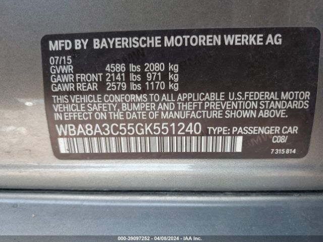 WBA8A3C55GK551240 BMW 320 XI