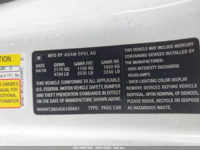 W04WT3N54GG100881 Buick Cascada Premium