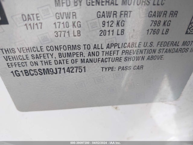 Chevrolet Cruze Ls Auto 2018 1G1BC5SM9J7142751 Image 9