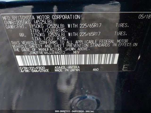 Toyota RAV4 LE 2018 JTMZFREV6JJ746012 Image 9
