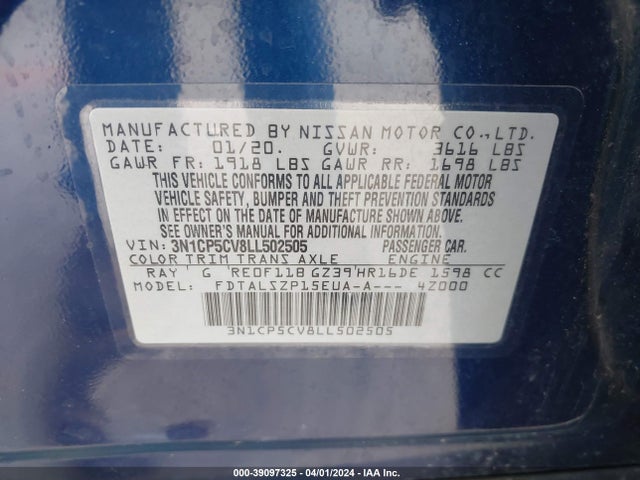 Nissan Kicks Sv Xtronic Cvt 2020 3N1CP5CV8LL502505 Image 9