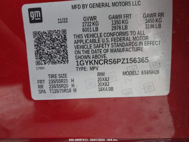 1GYKNCRS6PZ156365 Cadillac Xt5 Fwd Premium Luxury