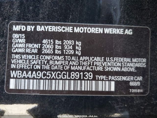 WBA4A9C5XGGL89139 BMW 428i Gran Coupe