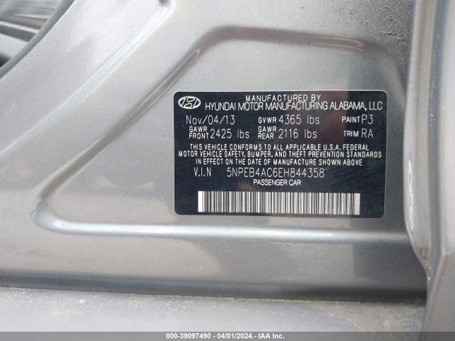Hyundai SONATA GLS 2014 5NPEB4AC6EH844358 Image 9