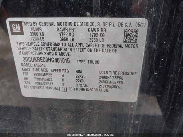 Chevrolet Silverado 1500 2lt 2017 3GCUKREC0HG461015 Image 9