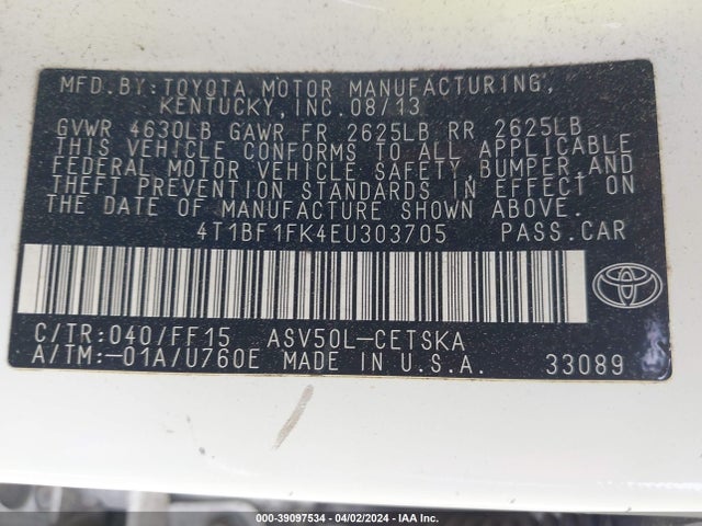 Toyota CAMRY SE 2014 4T1BF1FK4EU303705 Image 9