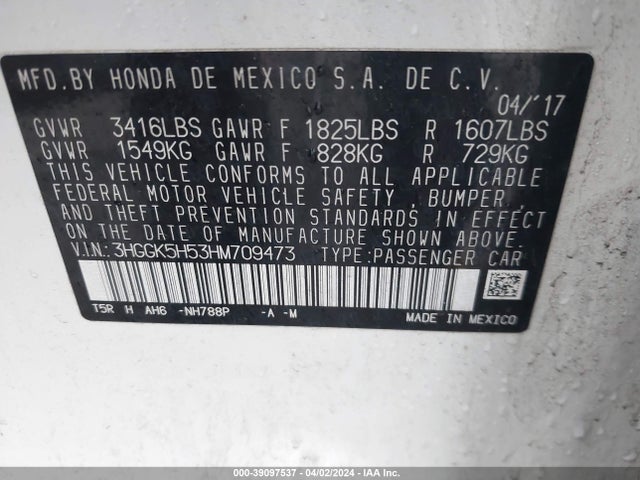 Honda FIT LX 2017 3HGGK5H53HM709473 Image 9