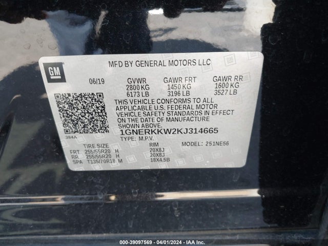 Chevrolet Traverse Premier 2019 1GNERKKW2KJ314665 Image 9