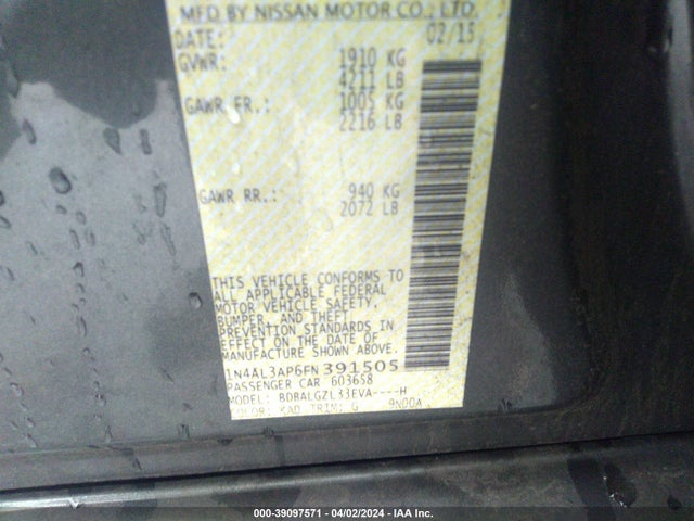 Nissan Altima 2.5 S 2015 1N4AL3AP6FN391505 Image 9