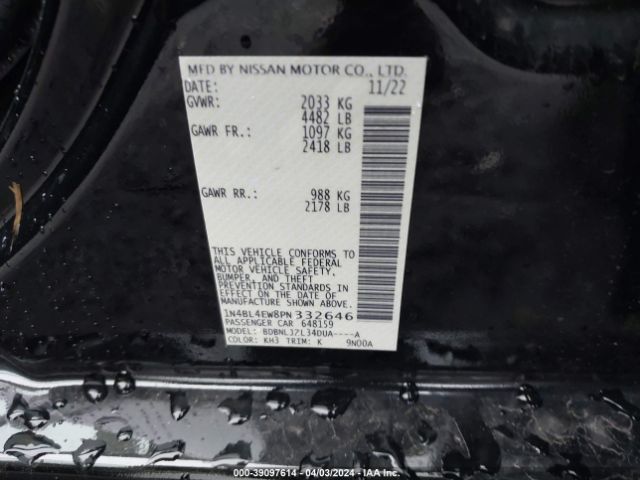 1N4BL4EW8PN332646 Nissan Altima Sl Intelligent Awd