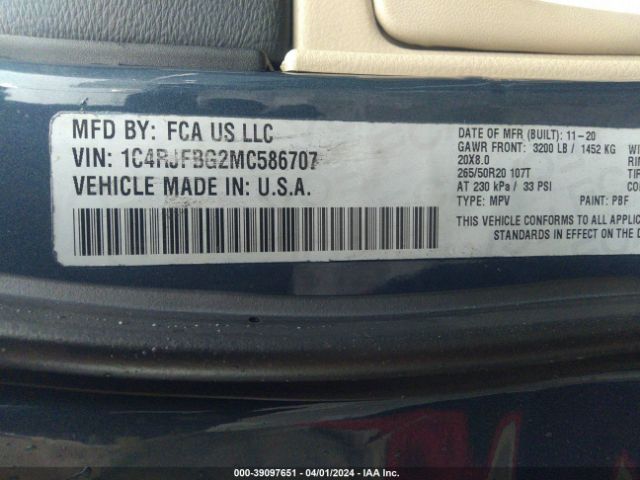 1C4RJFBG2MC586707 Jeep Grand Cherokee Limited 4x4