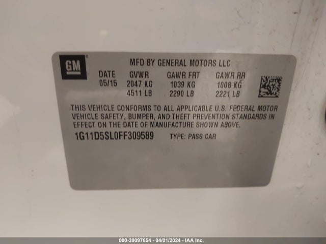 Chevrolet MALIBU 2LT 2015 1G11D5SL0FF309589 Image 9
