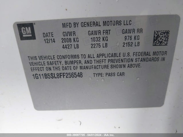 Chevrolet MALIBU LS 2015 1G11B5SL8FF256548 Image 9