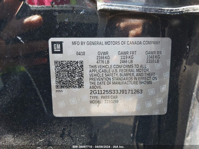 Chevrolet IMPALA 2LZ 2018 2G1125S33J9171263 Image 9