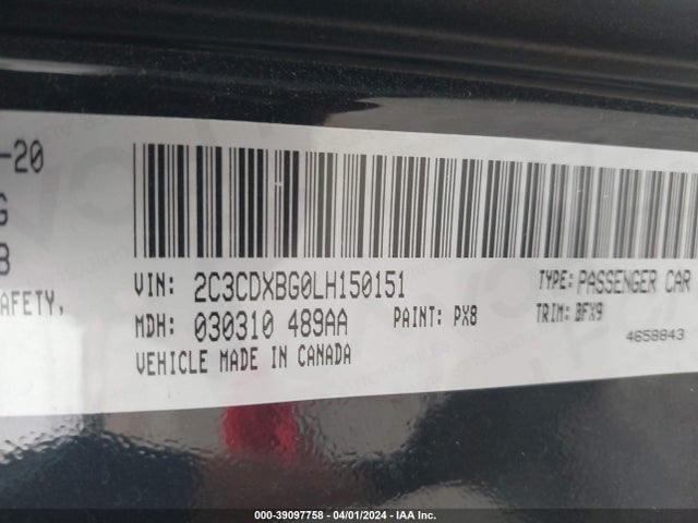 Dodge Charger Sxt Rwd 2020 2C3CDXBG0LH150151 Image 9