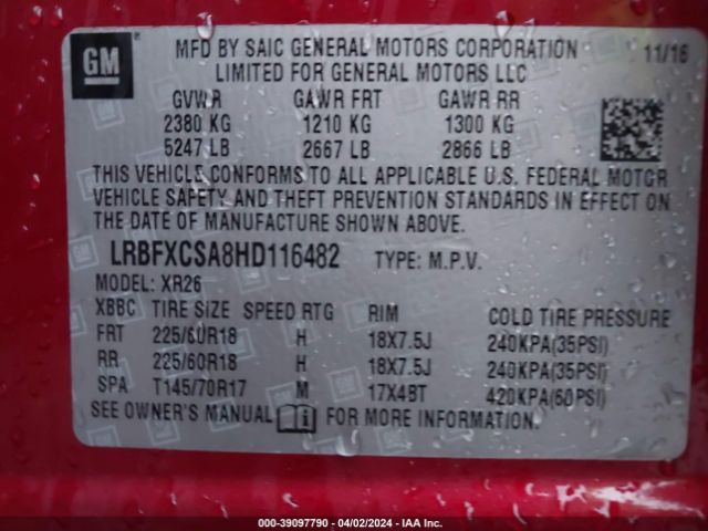 LRBFXCSA8HD116482 Buick Envision Preferred
