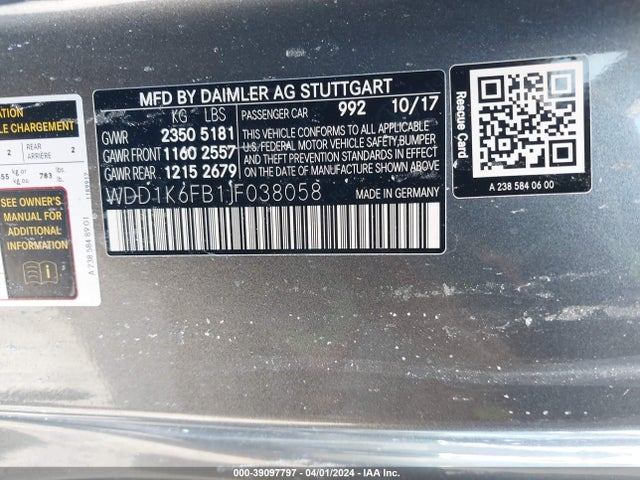 Mercedes-Benz E 400 2018 WDD1K6FB1JF038058 Image 9