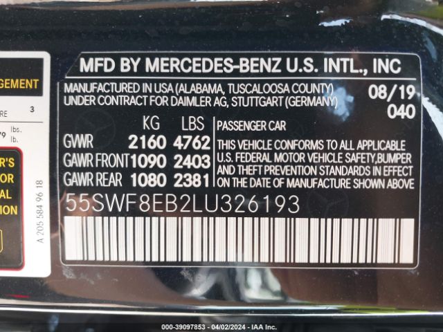 55SWF8EB2LU326193 Mercedes-Benz C 300 4matic