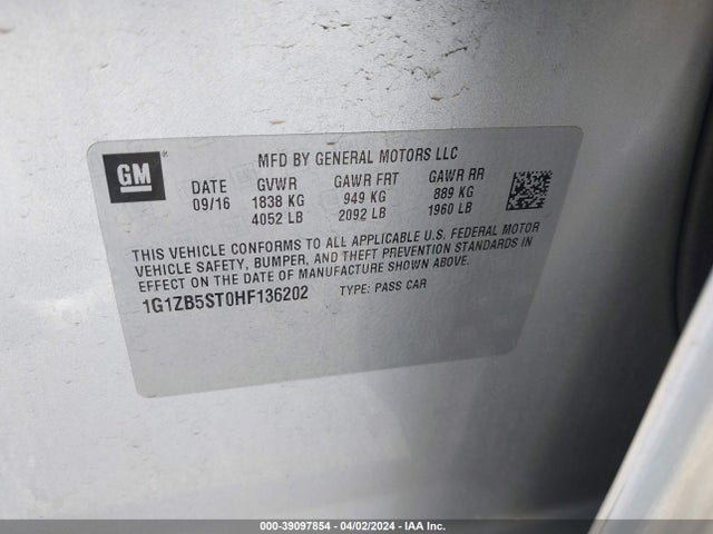 Chevrolet MALIBU LS 2017 1G1ZB5ST0HF136202 Image 9