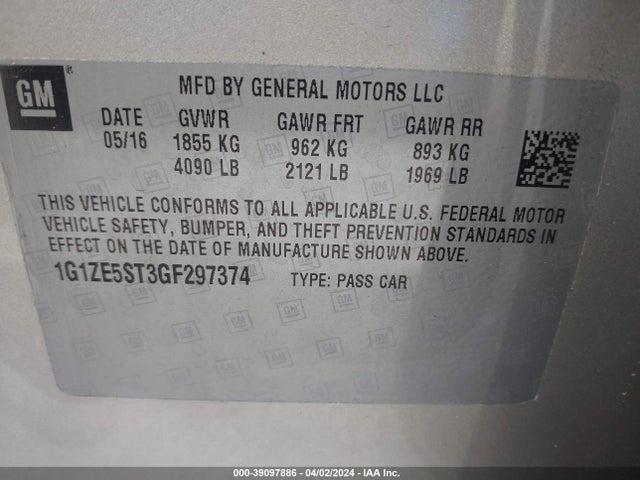 Chevrolet MALIBU 1LT 2016 1G1ZE5ST3GF297374 Image 9