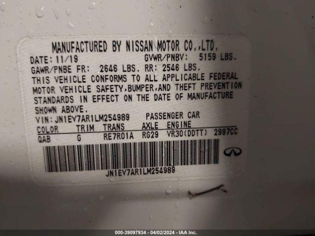 JN1EV7AR1LM254989 Infiniti Q50 Edition 30 Awd