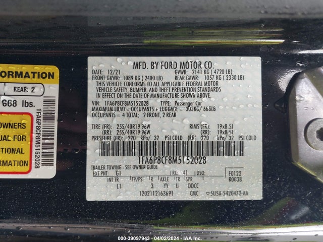 Ford Mustang Gt Premium Fastback 2021 1FA6P8CF8M5152028 Image 9