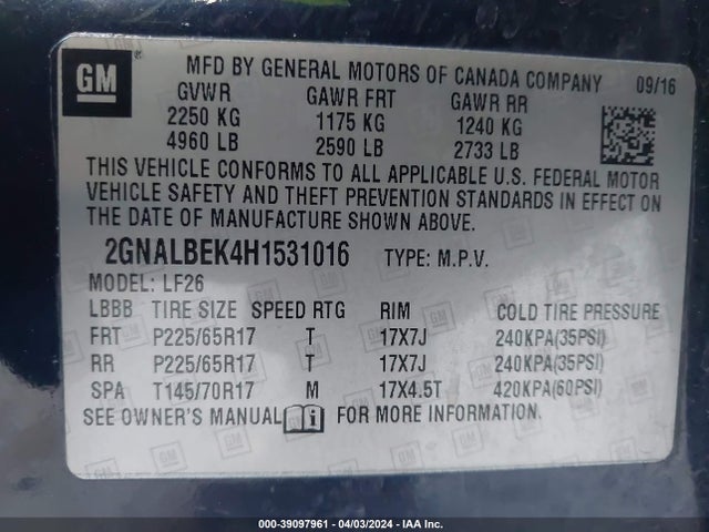Chevrolet EQUINOX LS 2017 2GNALBEK4H1531016 Image 9