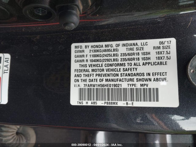 Honda CR-V EX 2017 7FARW1H56HE019021 Image 9