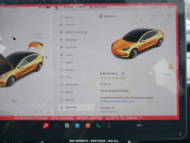 5YJ3E1EBXJF072423 Tesla Model 3 Long Range/performance