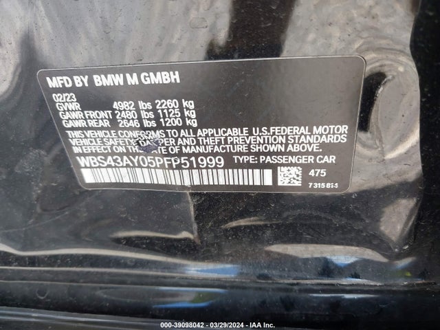 BMW M3 Competition Xdrive 2023 WBS43AY05PFP51999 Image 9
