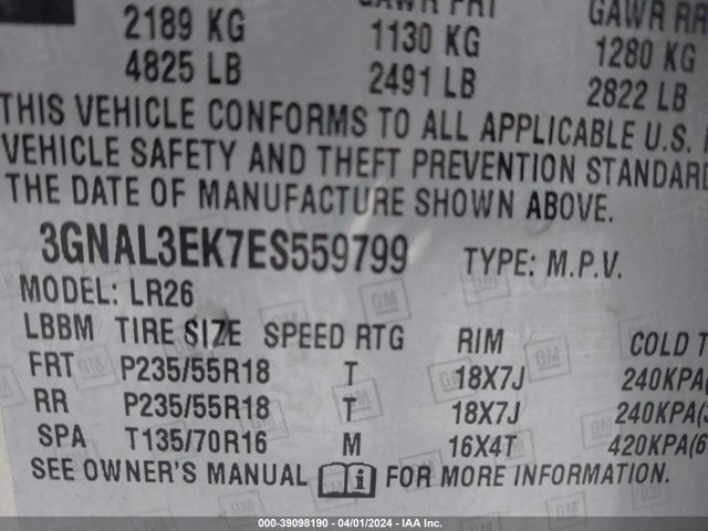 Chevrolet Captiva Sport Lt 2014 3GNAL3EK7ES559799 Image 9