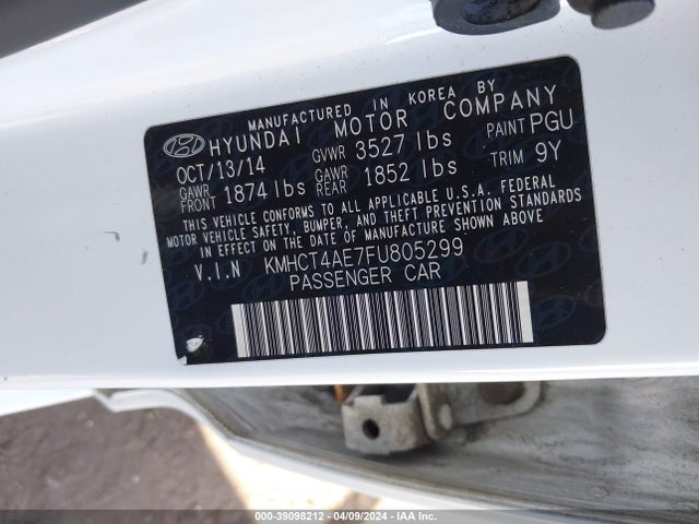 Hyundai ACCENT GLS 2015 KMHCT4AE7FU805299 Image 9