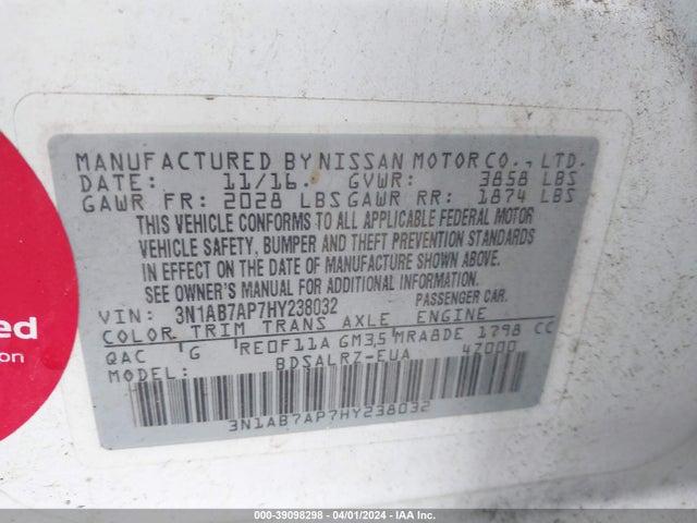 Nissan SENTRA SR 2017 3N1AB7AP7HY238032 Image 9