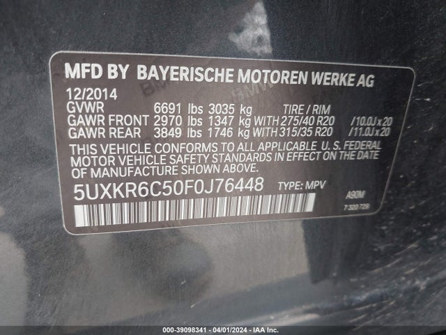 5UXKR6C50F0J76448 BMW X5 Xdrive50i