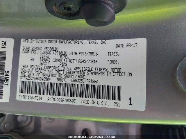 Toyota Tacoma Sr5 V6 2017 5TFAZ5CN0HX048504 Image 9