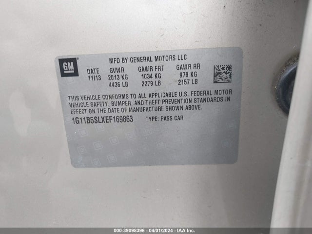Chevrolet Malibu 1ls 2014 1G11B5SLXEF169863 Image 9
