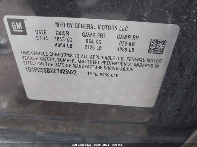 Chevrolet Cruze 1lt Auto 2014 1G1PC5SBXE7423922 Image 9