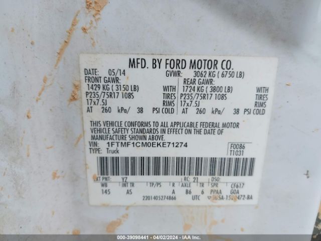 1FTMF1CM0EKE71274 Ford F-150 Xl