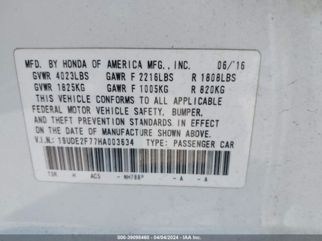 19UDE2F77HA003634 Acura Ilx Premium Package/technology Plus Package