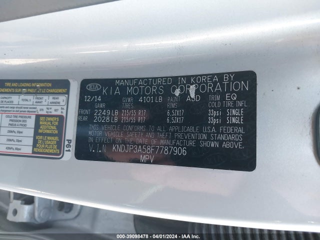 KIA SOUL + 2015 KNDJP3A58F7787906 Image 9