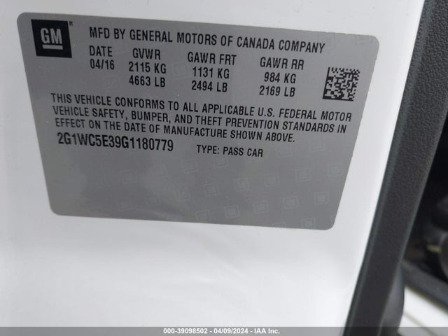 Chevrolet Impala Limited Ltz 2016 2G1WC5E39G1180779 Image 9