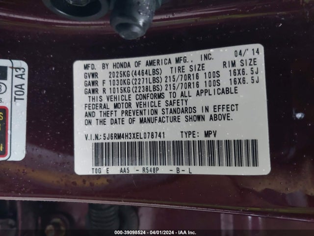 Honda CR-V LX 2014 5J6RM4H3XEL078741 Image 9