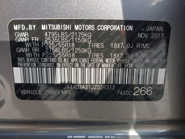 Mitsubishi Outlander Le 2018 JA4AD3A31JZ026312 Image 9