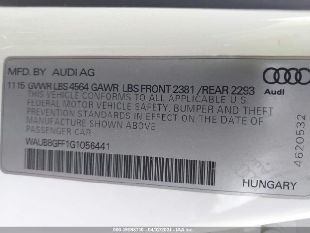 WAUB8GFF1G1056441 Audi A3 2.0t Premium