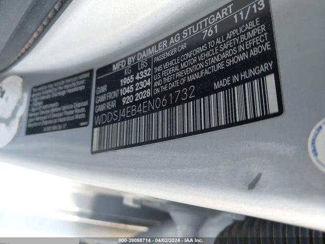 Mercedes-Benz CLA 250 2014 WDDSJ4EB4EN061732 Image 9