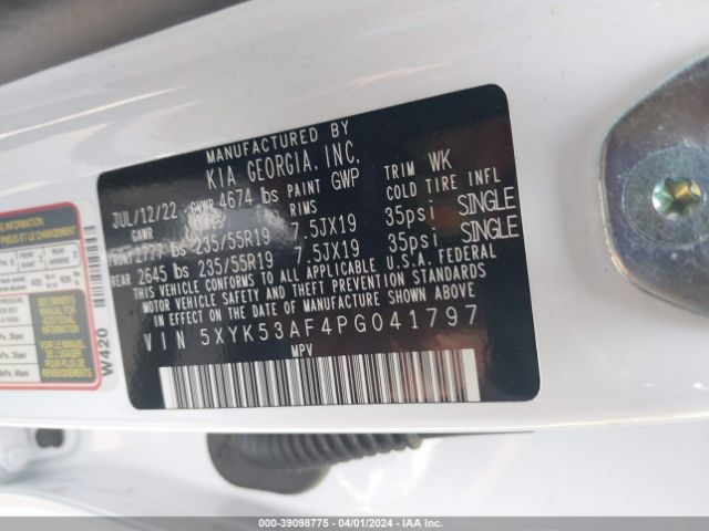 5XYK53AF4PG041797 KIA Sportage Sx-prestige
