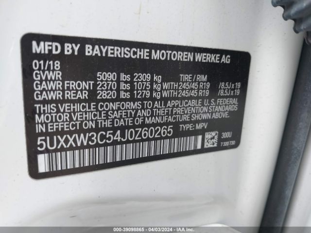 5UXXW3C54J0Z60265 BMW X4 Xdrive28i
