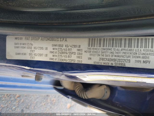 ZFBCFADH9FZ032129 Fiat 500l Urbana Trekking