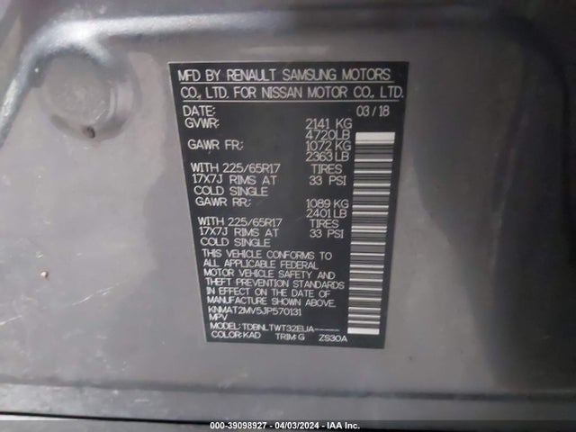 Nissan ROGUE SV 2018 KNMAT2MV5JP570131 Image 9